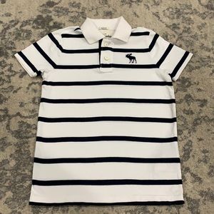 Abercrombie Boy White & Navy Striped Polo, Medium